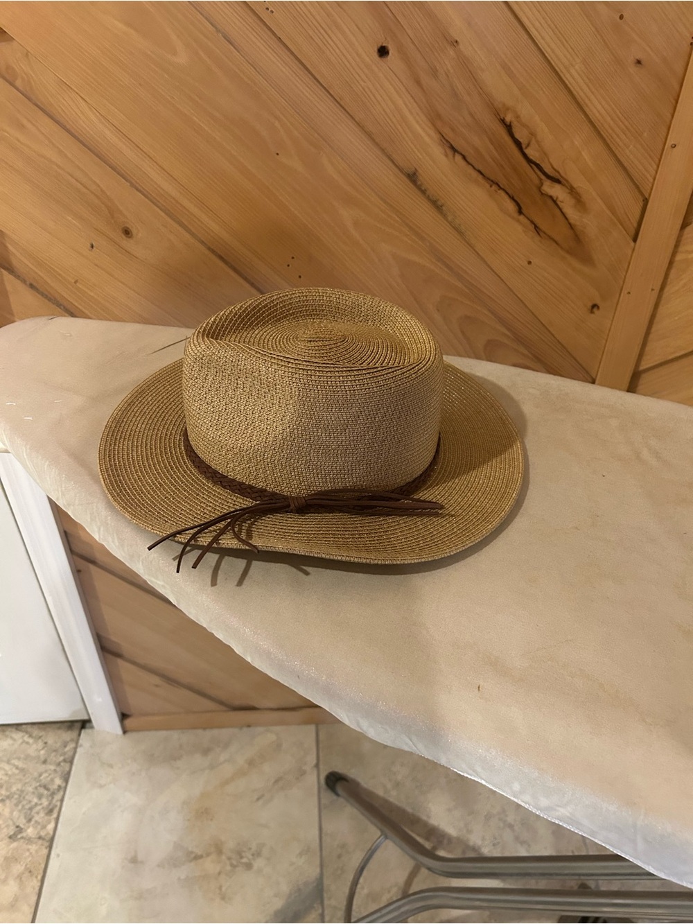 Straw Sun Hat with Brown Tie Band